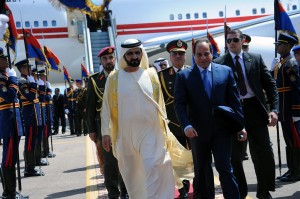 Egyptian President Abdel Fattah al-Sisi, right, receiving United Arab Emirates Prime Minister and Dubai ruler Sheikh Mohammed bin Rashid Al Maktoum in Sharm El-Sheikh on Friday.